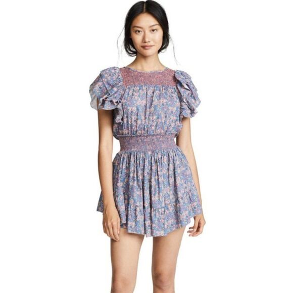 LoveShackFancy Marcella Ruffle Sleeve Floral Mini Dress - Picture 11 of 13